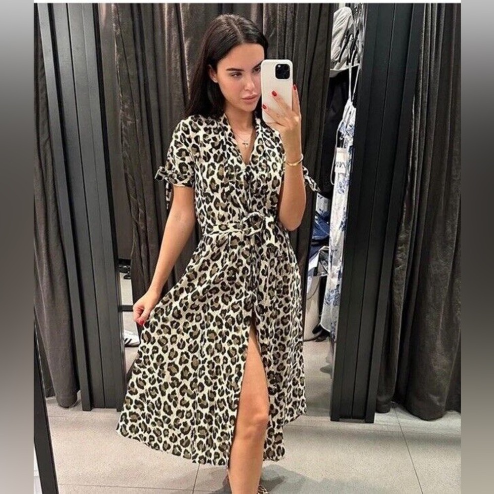 Zara animal print midi dress
